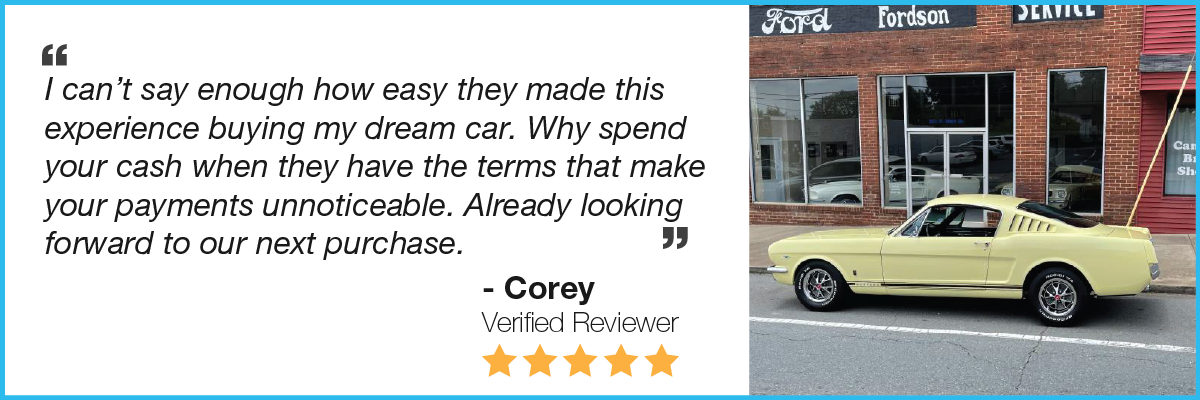 Mustang classic car loans testimonial