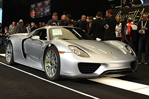 Silver porsche on the auction block at barrett-jackson scottsdale