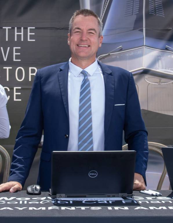 scott steckel at the woodside booth at the pebble beach concours d elegance